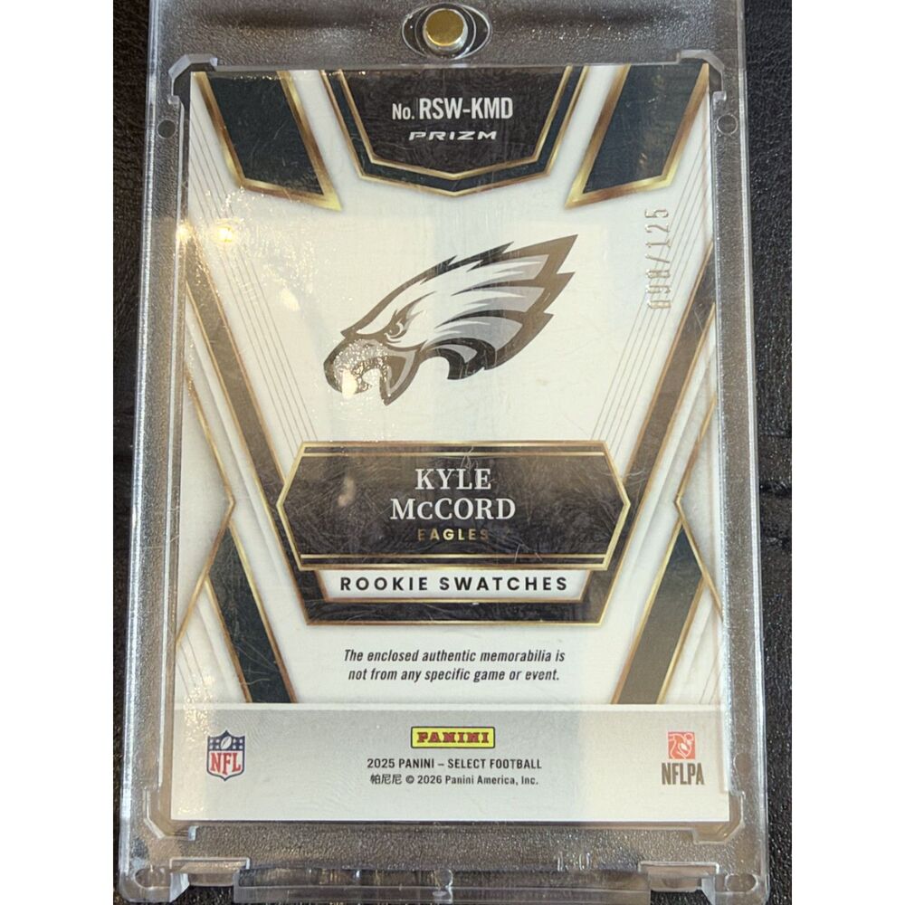 2025 Panini Select Rookie Swatches Kyle McCord RC Jersey /125 #RSW-KMD